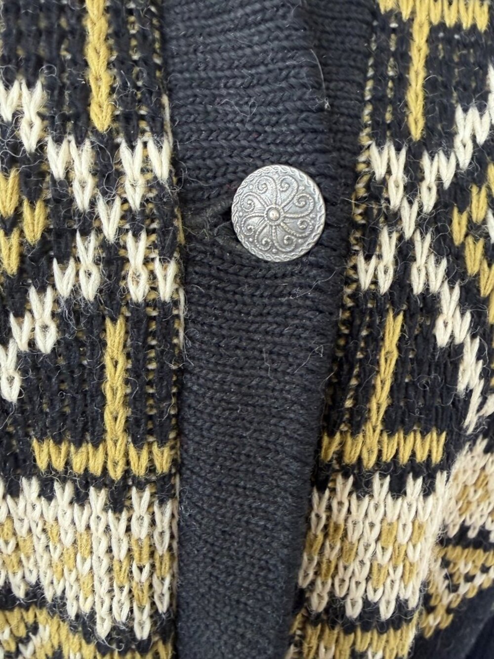 Vintage 50s Womens Nordstrikk Norway Cardigan Black Tan Size L - Picture 12 of 14